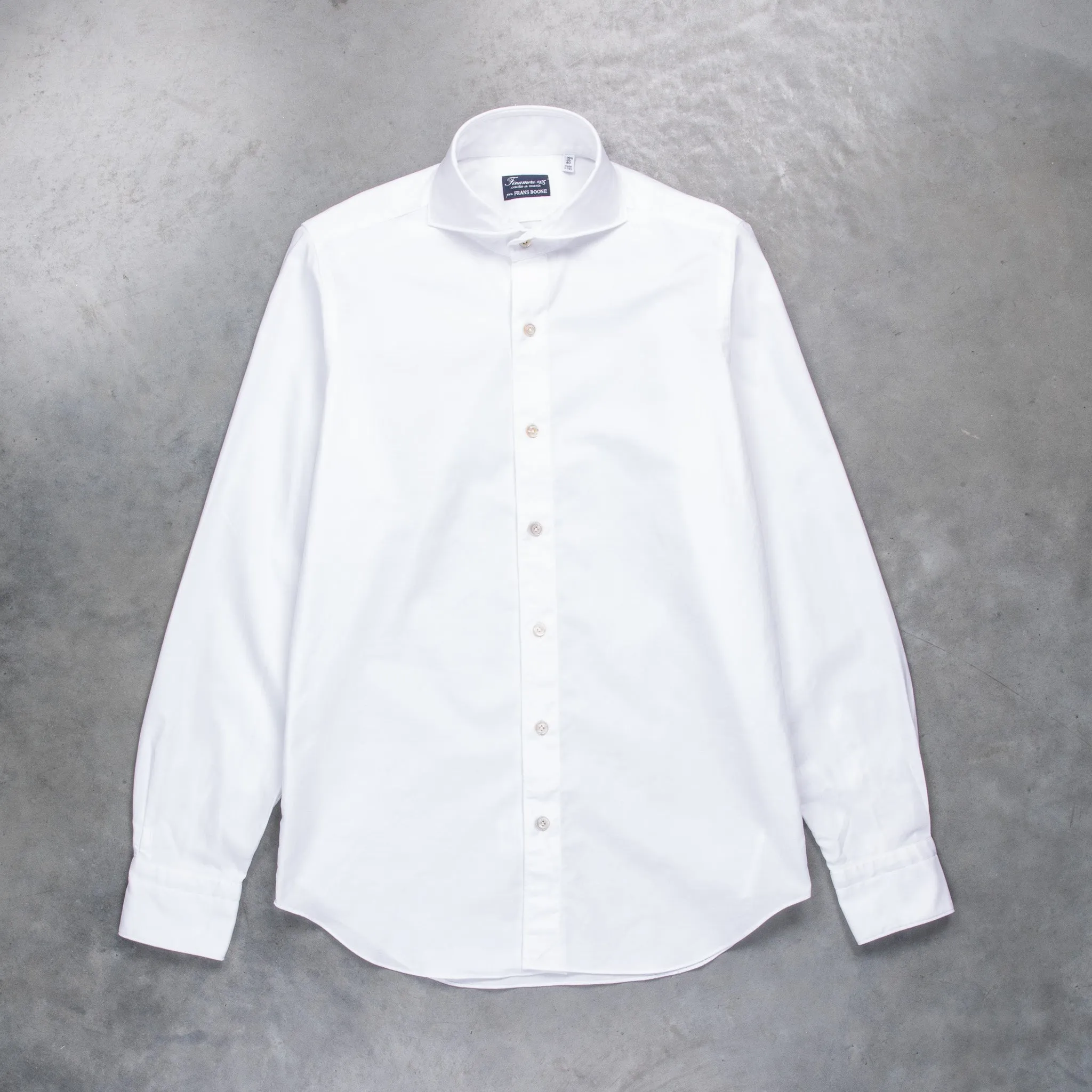 Finamore Washed Tokyo Sergio Collar Shirt Oxford White