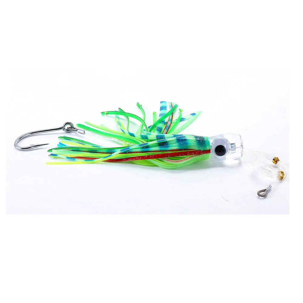 Fishing Lure Set of 4 Trolling Tuna Skirt Lures,9 Inch Fishing Saltwater Lures Rigged Hooks Big Game Fishing Lures
