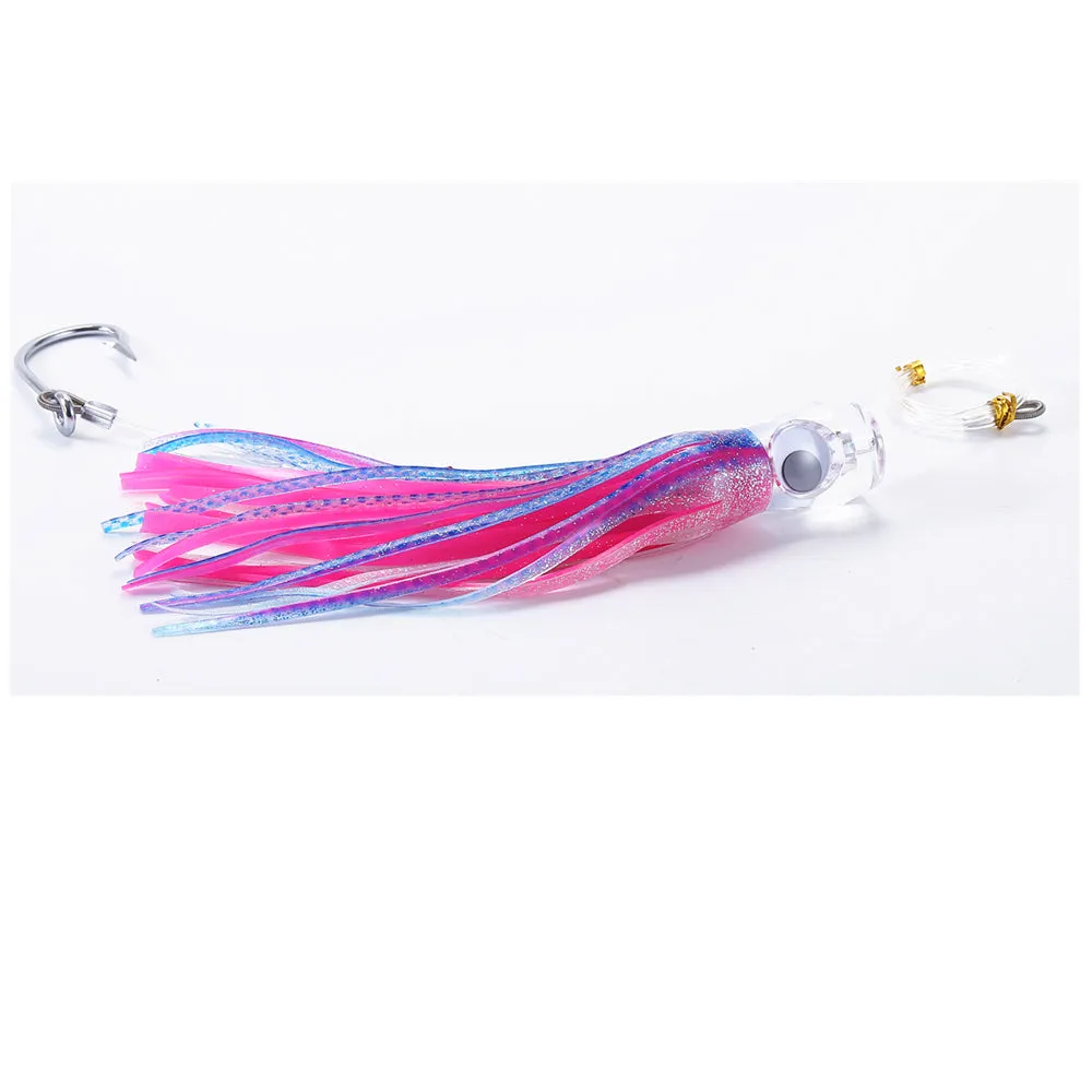 Fishing Lure Set of 4 Trolling Tuna Skirt Lures,9 Inch Fishing Saltwater Lures Rigged Hooks Big Game Fishing Lures