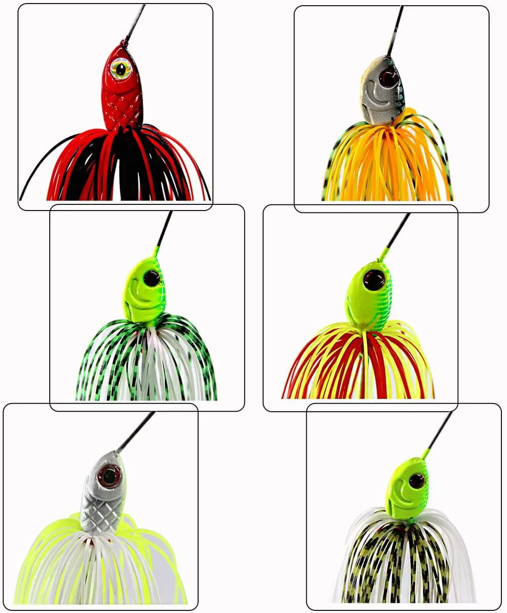 Fishing Lures Spinnerbait, Hard Metal Spinner Bait Kit Jigs Lure for Bass Pike Trout Salmon Freshwater Saltwater Fishing