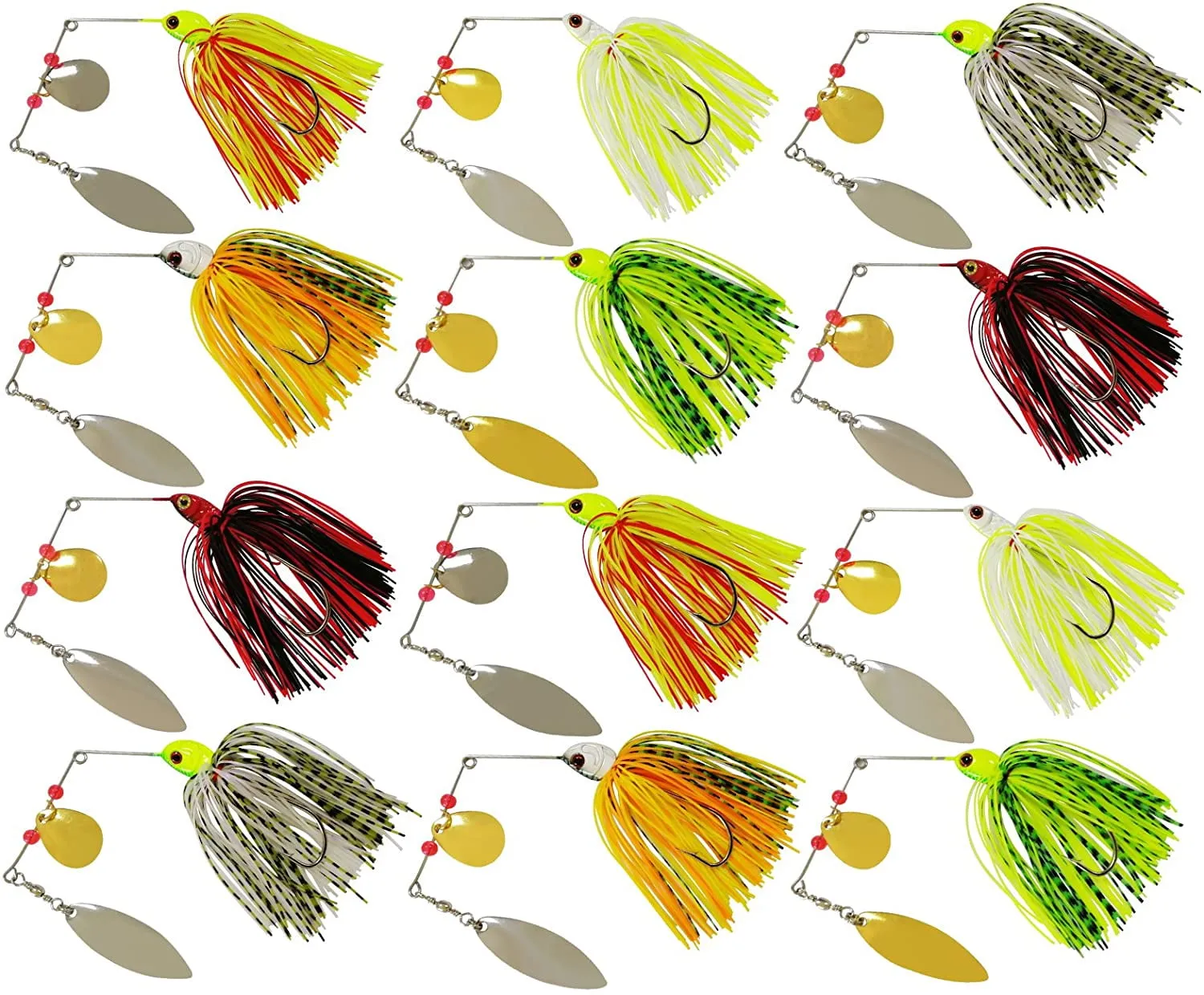 Fishing Lures Spinnerbait, Hard Metal Spinner Bait Kit Jigs Lure for Bass Pike Trout Salmon Freshwater Saltwater Fishing