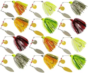 Fishing Lures Spinnerbait, Hard Metal Spinner Bait Kit Jigs Lure for Bass Pike Trout Salmon Freshwater Saltwater Fishing