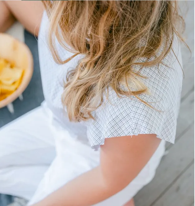 Flutter Sleeve in Sand Dune Check