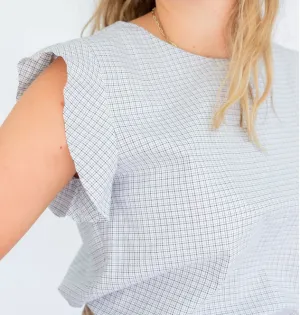Flutter Sleeve in Sand Dune Check
