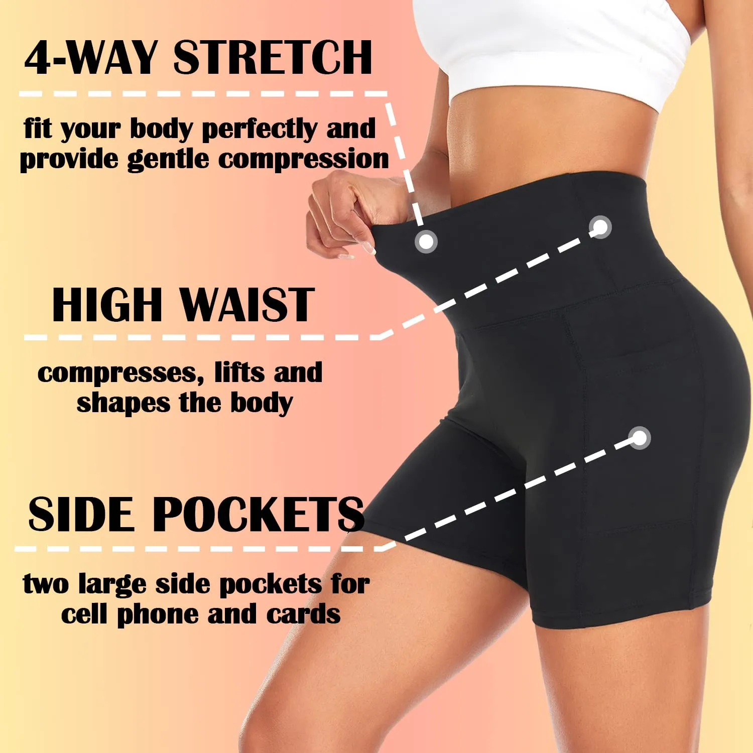 FULLSOFT 4 Pack Biker Shorts for Women – 5" High Waist Tummy Control Workout Yoga Running Compression Exercise Shorts