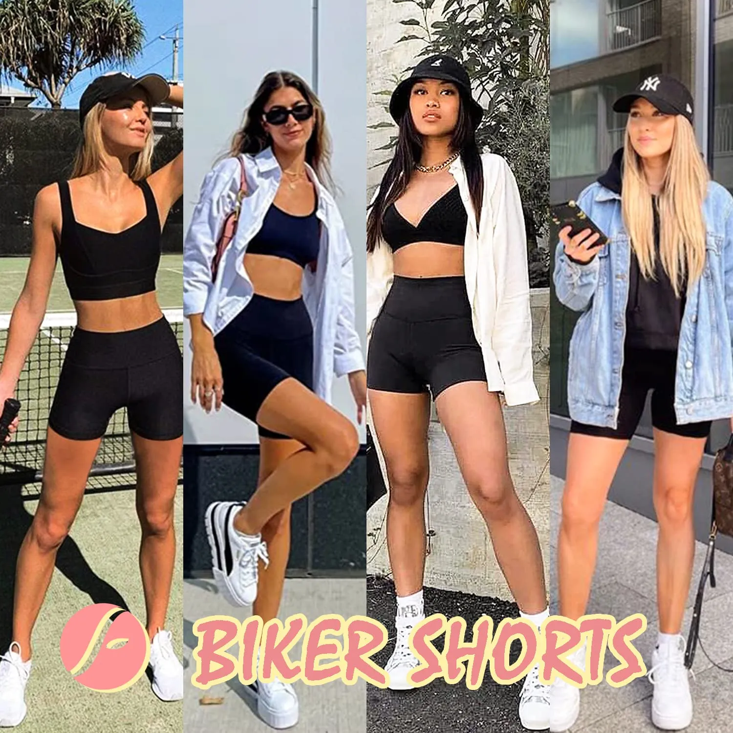 FULLSOFT 4 Pack Biker Shorts for Women – 5" High Waist Tummy Control Workout Yoga Running Compression Exercise Shorts