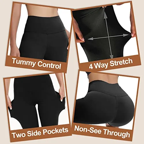 GAYHAY 3 Pack Biker Shorts with Pockets for Women - High Waist Biker Shorts for Workout Yoga Running Gym