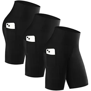 GAYHAY 3 Pack Biker Shorts with Pockets for Women - High Waist Biker Shorts for Workout Yoga Running Gym