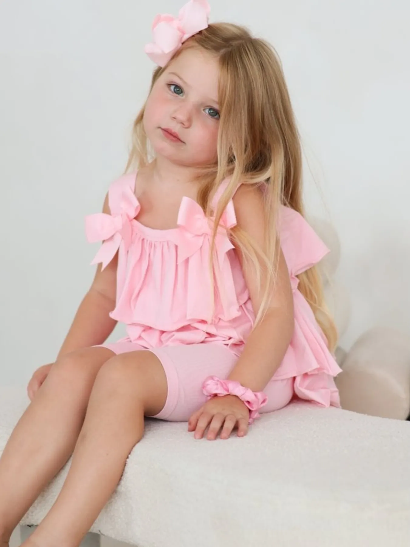 Girls 'Ava' Frilly Short Set - Pink