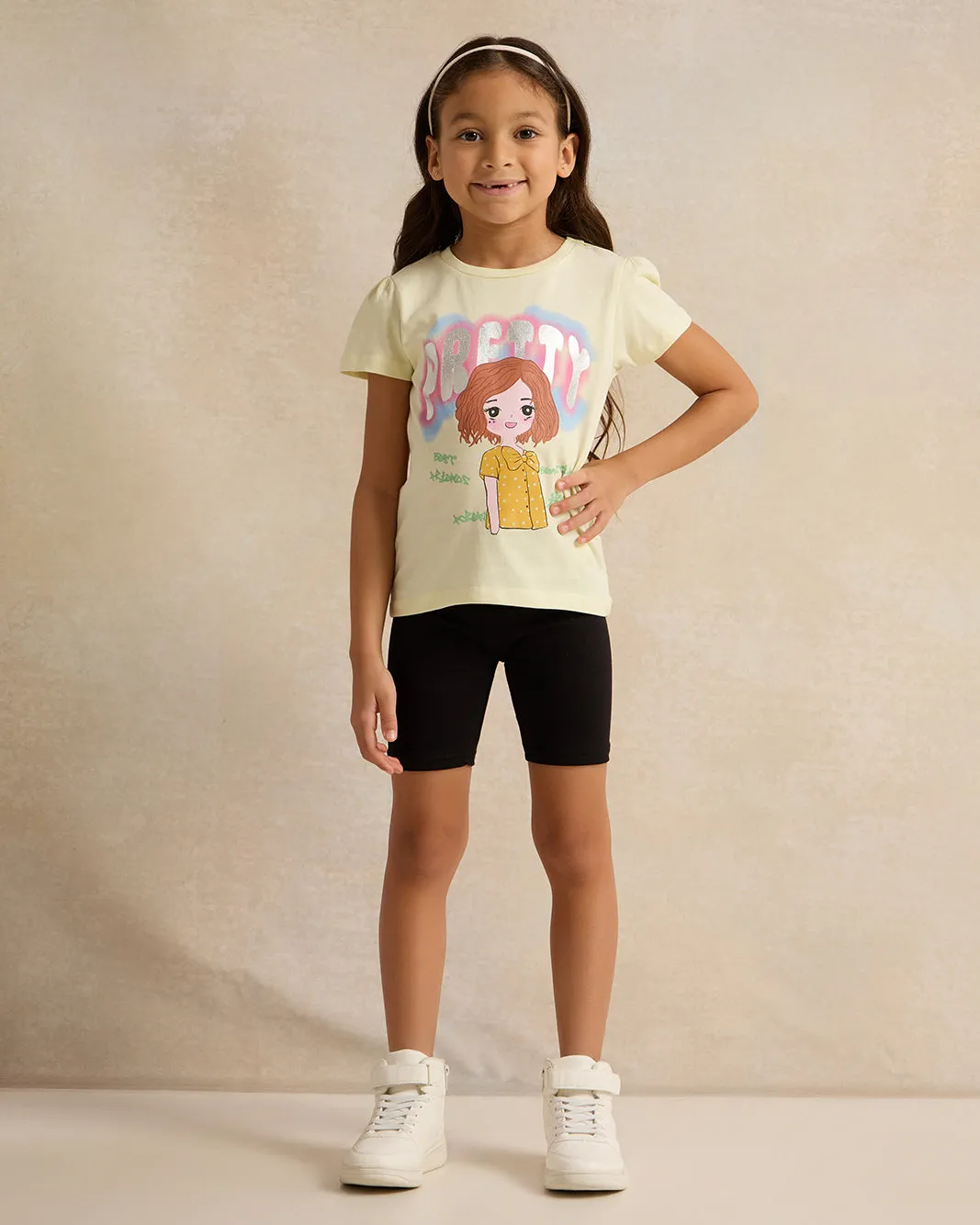 Girls Grey And Black Cycling Shorts (Pack of 2)
