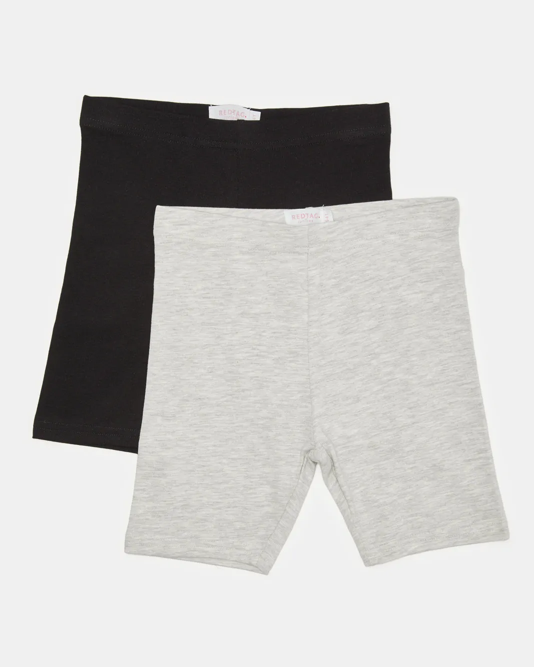Girls Grey And Black Cycling Shorts (Pack of 2)