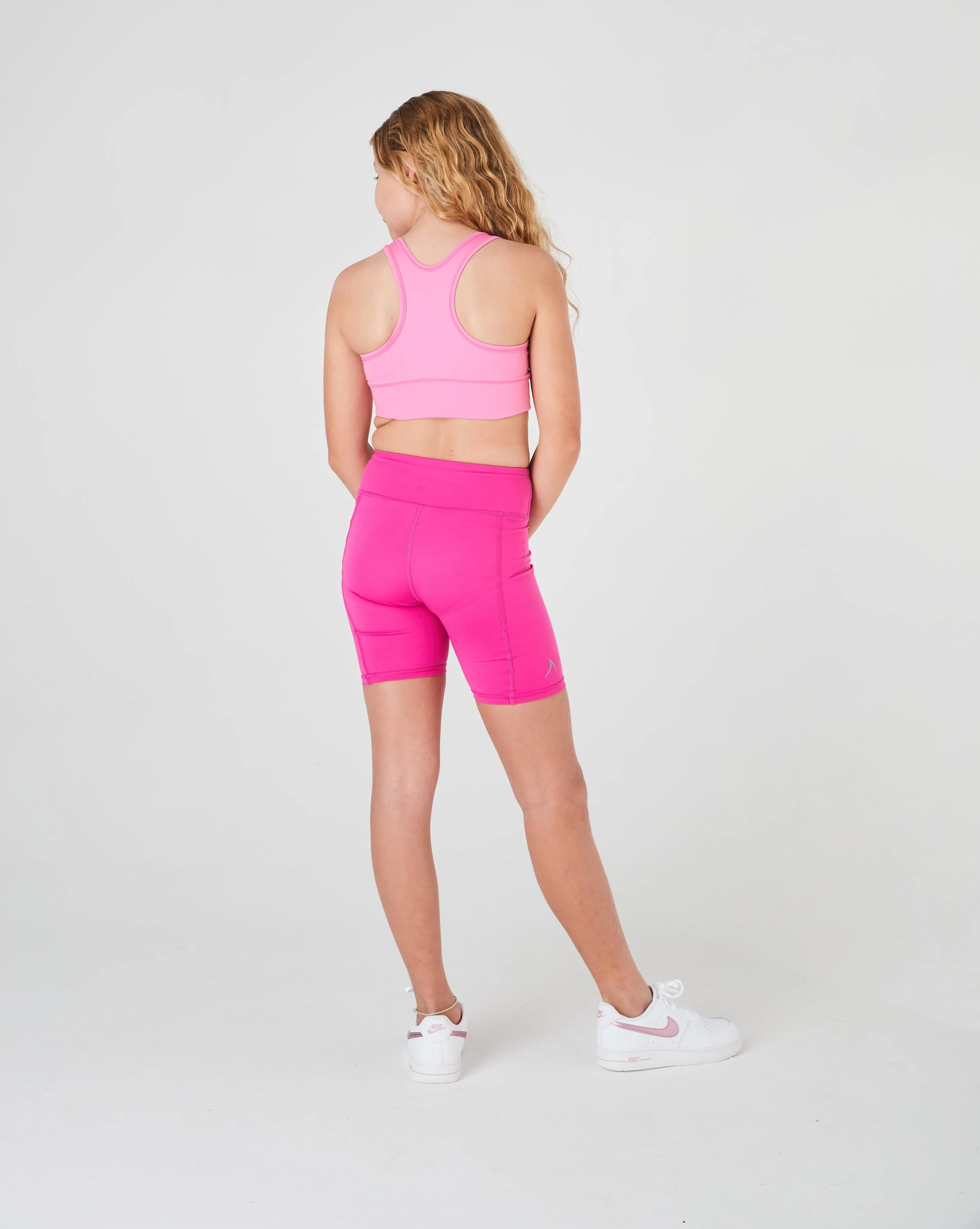 Girls Magenta Pink Long Bike Shorts