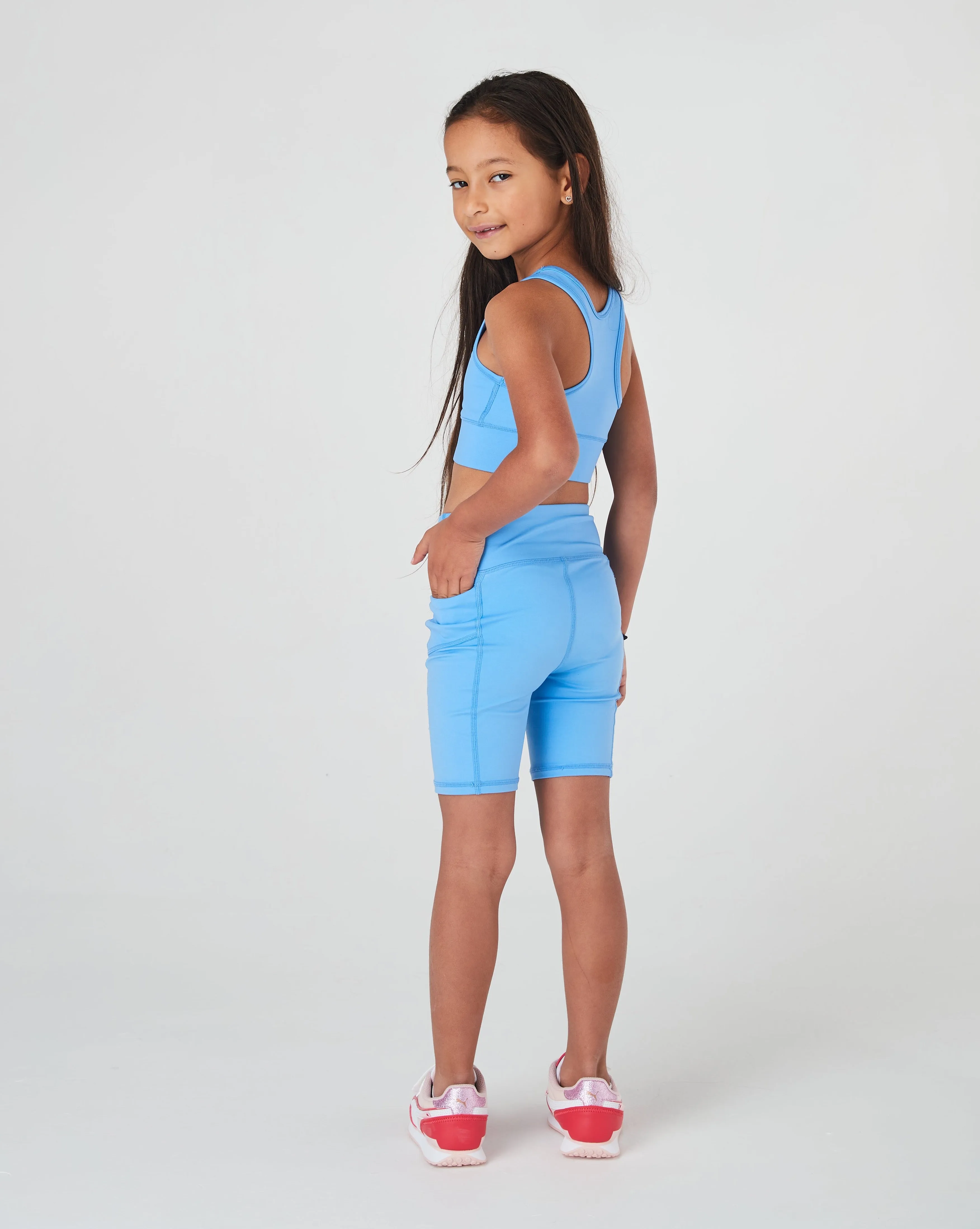 Girls Periwinkle Blue Longer Bike Sports Shorts