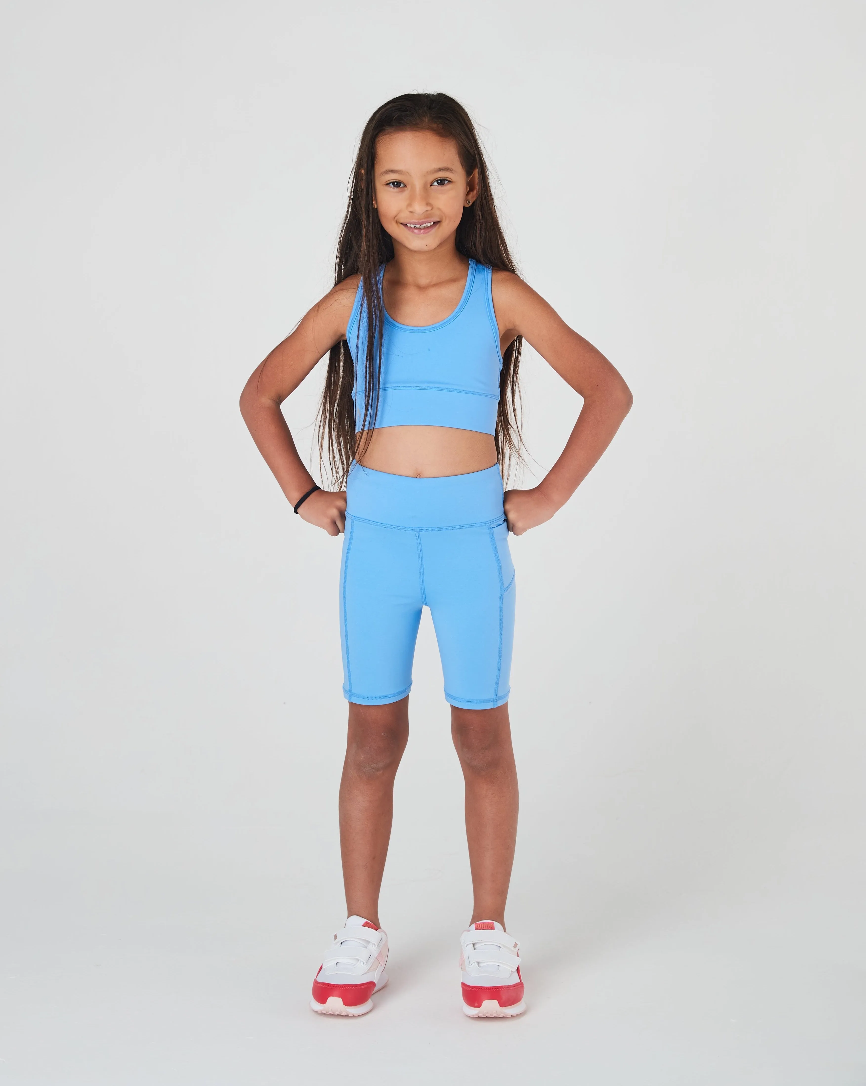 Girls Periwinkle Blue Longer Bike Sports Shorts