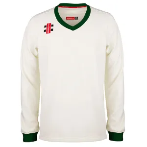 GN Pro Performance Cricket Sweater - Ivory/Green Trim