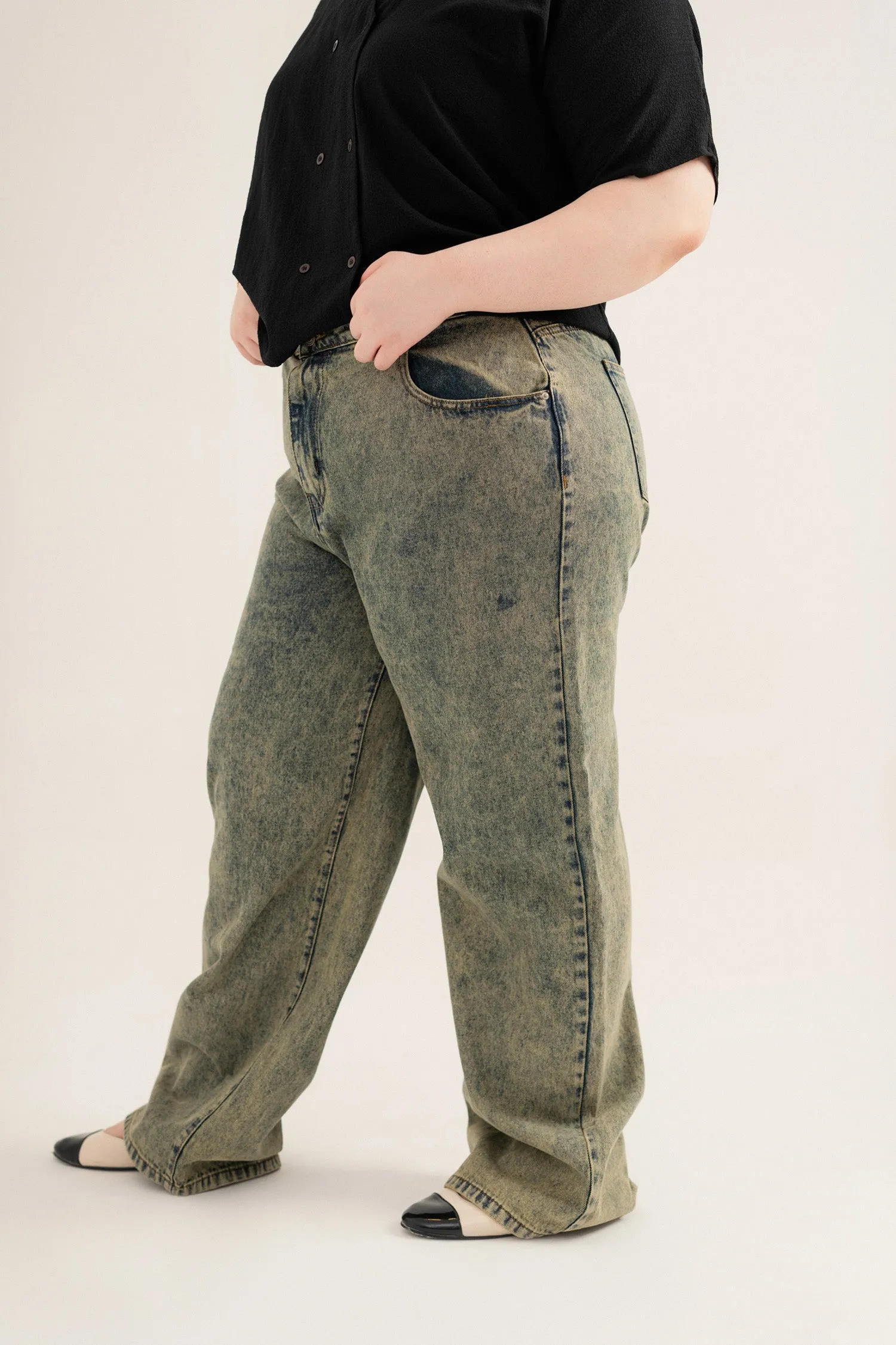Grey Wash Plus Size Straight Relaxed Jeans