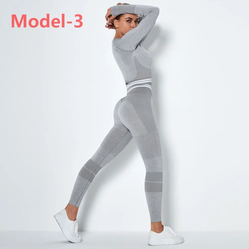 Gym Mesh Leggings and Shirts Suit