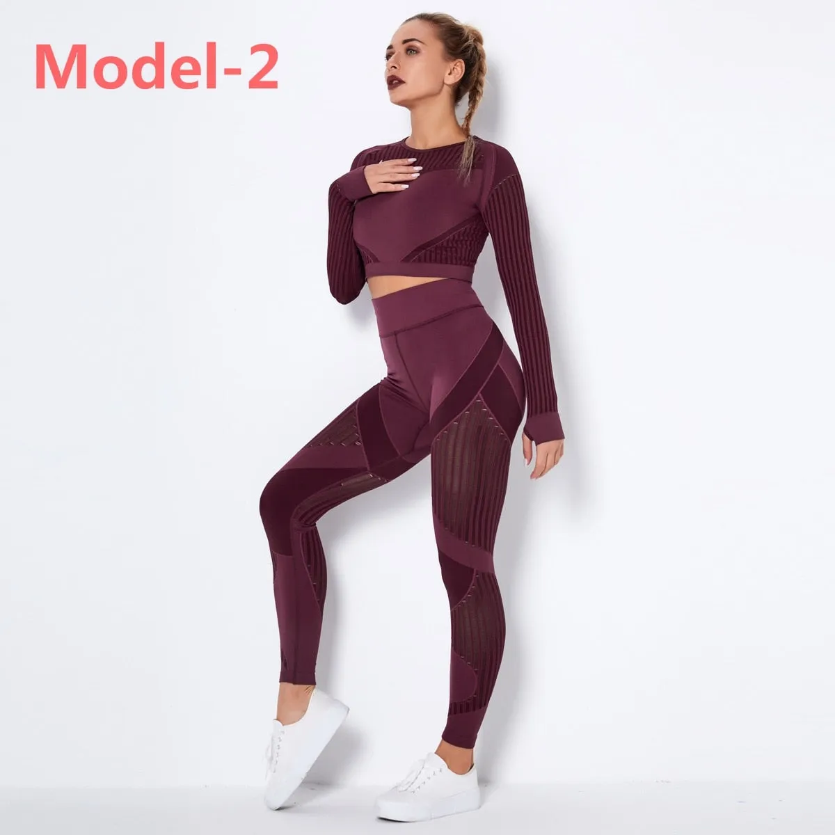 Gym Mesh Leggings and Shirts Suit