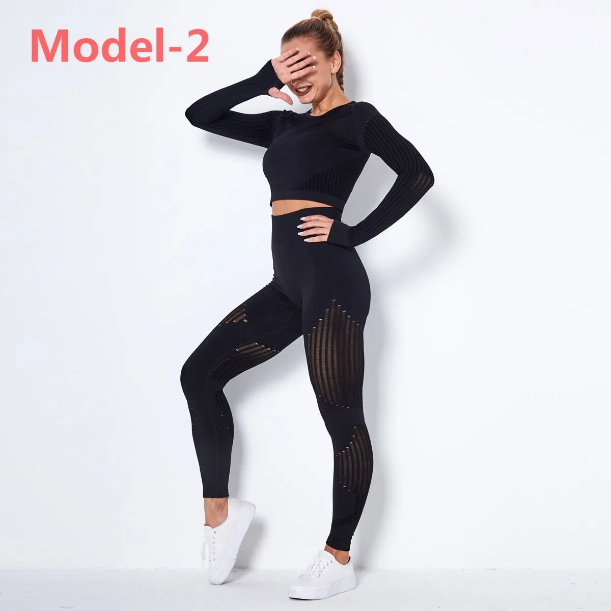 Gym Mesh Leggings and Shirts Suit