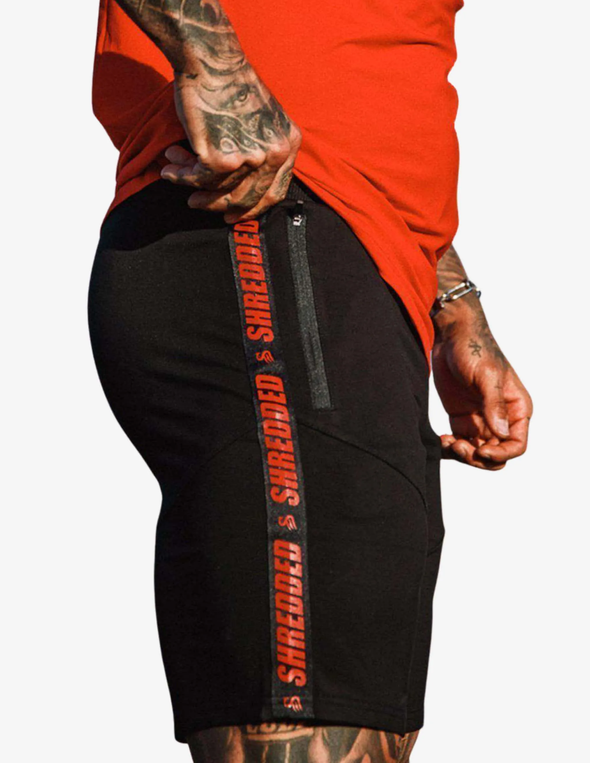 GYM SHORTS - BLACK/RED
