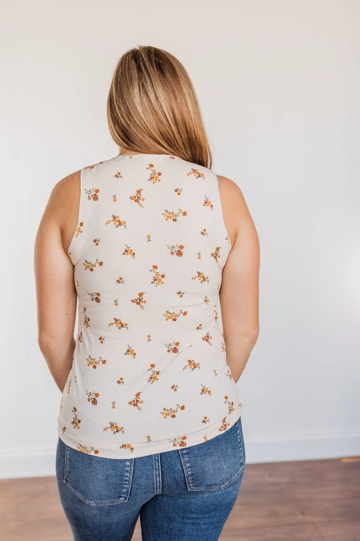 Had Me At Hello Floral Tank Top- Oatmeal