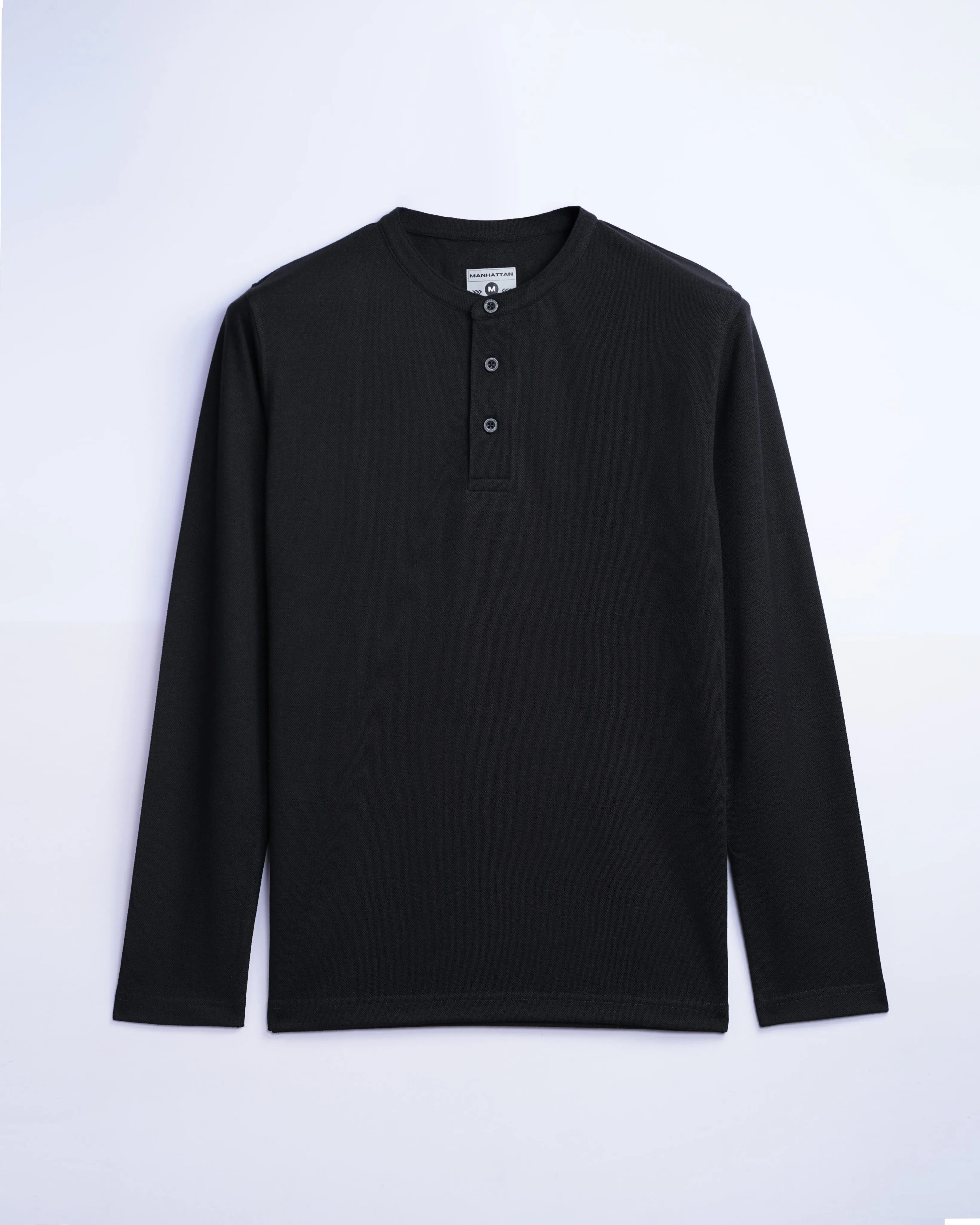 Henley Full Sleeve Unisex Black