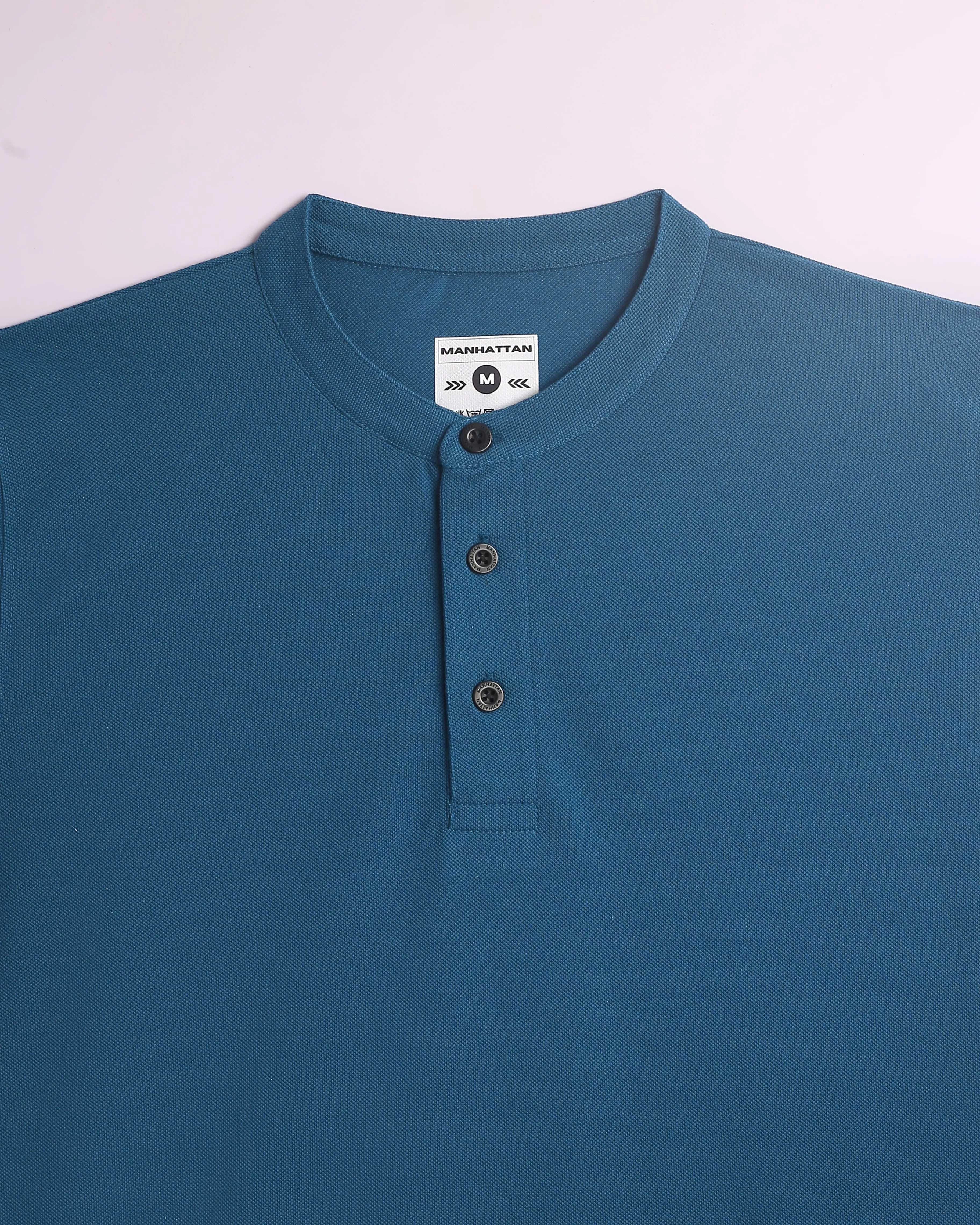 Henley Full Sleeve Unisex Teal Green