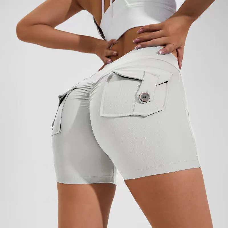 High Waist Hip Lifting Yoga Shorts with Pockets | Fitness & Sportswear