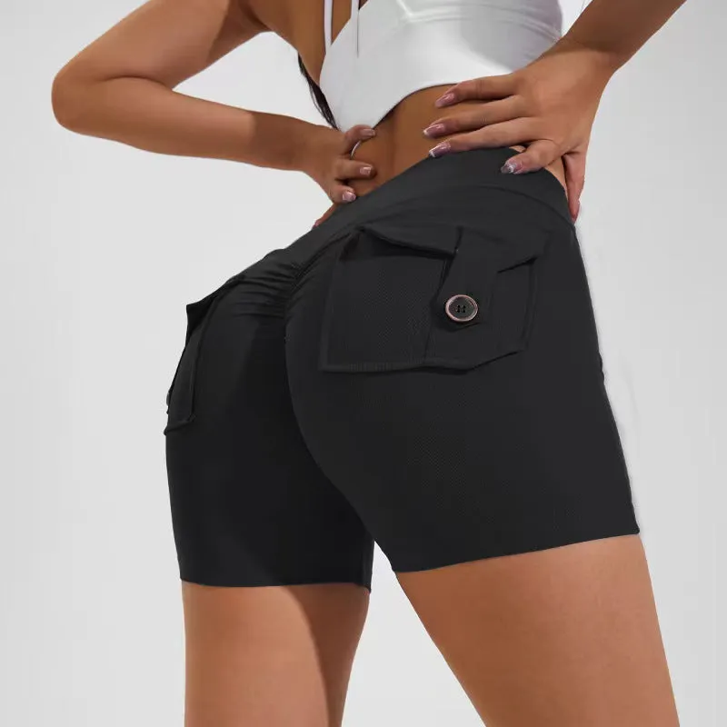 High Waist Hip Lifting Yoga Shorts with Pockets | Fitness & Sportswear