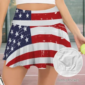 High Waist Pleated Zipper Pockets Active Skirts