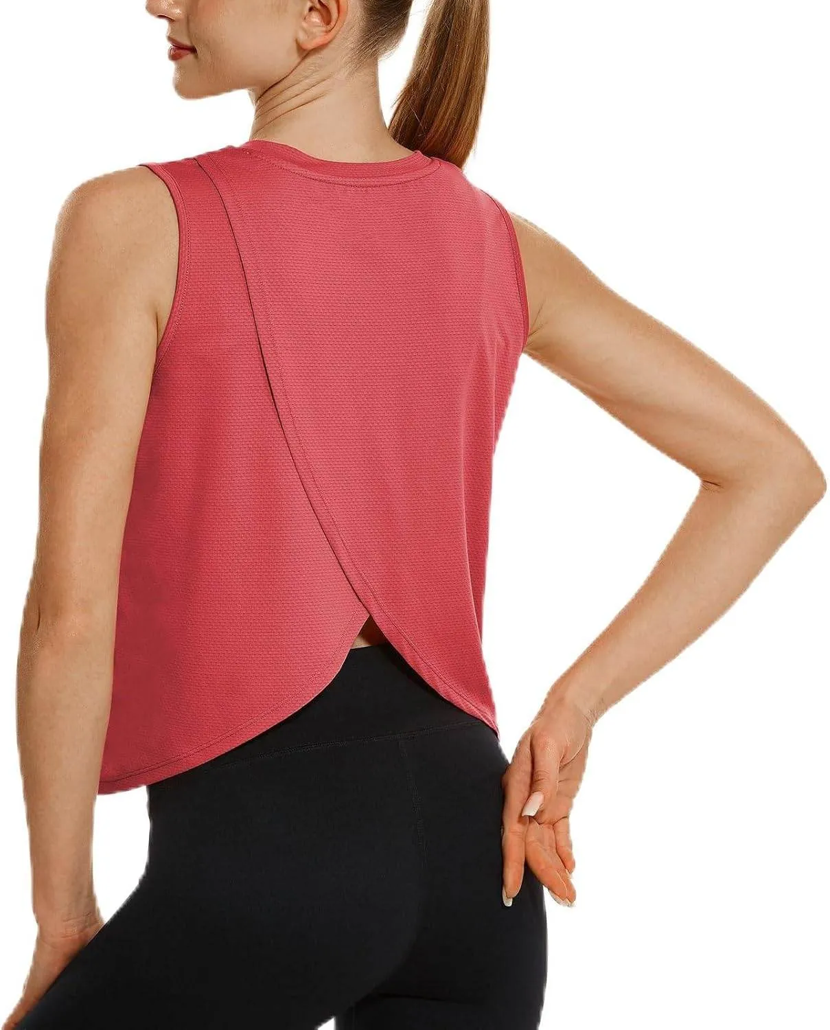 HODOSPORTS Workout Tops for Women UPF 50  Open Back Sleeveless Tank Tops Quick Dry Athletic Gym Yoga Shirts Loose Fit