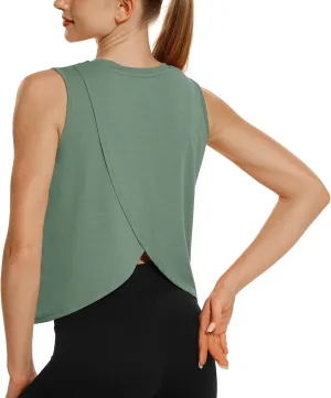 HODOSPORTS Workout Tops for Women UPF 50  Open Back Sleeveless Tank Tops Quick Dry Athletic Gym Yoga Shirts Loose Fit