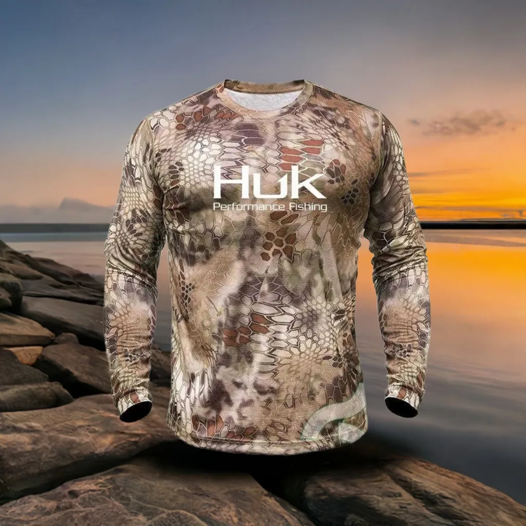 Huk Performance Fishing: Long Sleeve Camouflage Fishing Shirt with Sun Protection (UPF 50 )