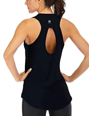 ICTIVE Women's Yoga Tank Top - Loose Fit, Backless, Sleeveless, Keyhole Open Back, Muscle, Gym, Running, Summer