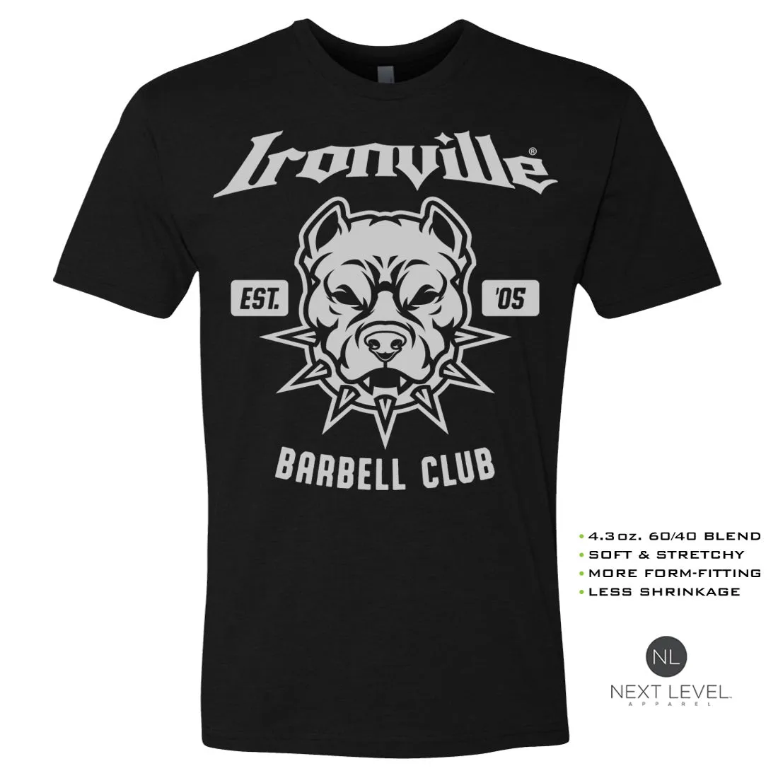 Ironville BARBELL PITBULL Soft-Blend Fitted Gym T-shirt