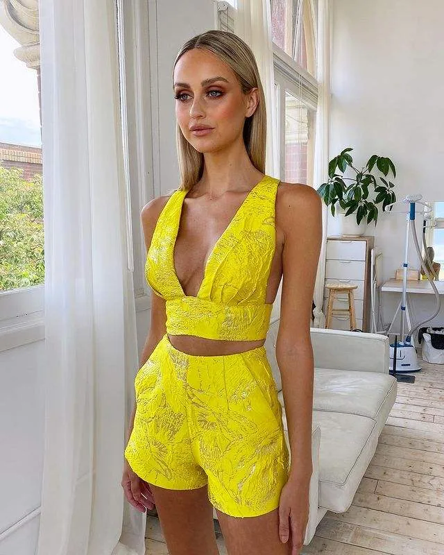 Jacquard Crop Tops Set