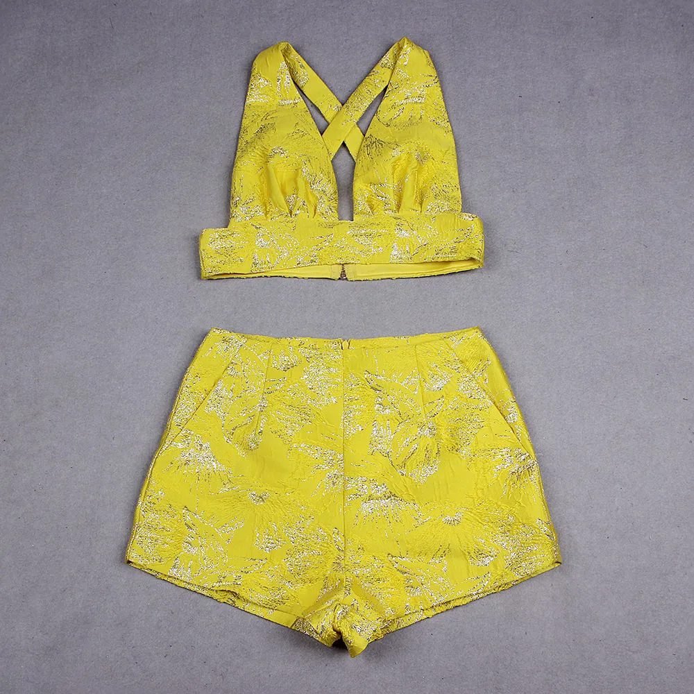Jacquard Crop Tops Set