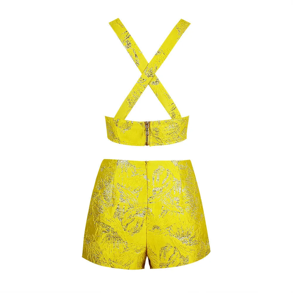 Jacquard Crop Tops Set