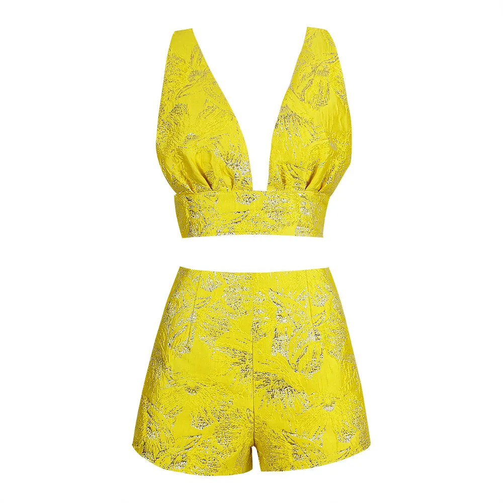 Jacquard Crop Tops Set