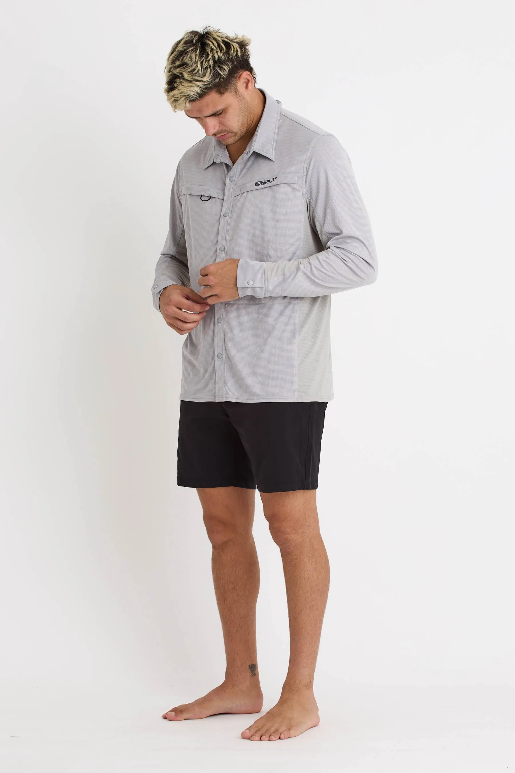 Jetpilot Venture Mens LS Sun Shirt - Grey