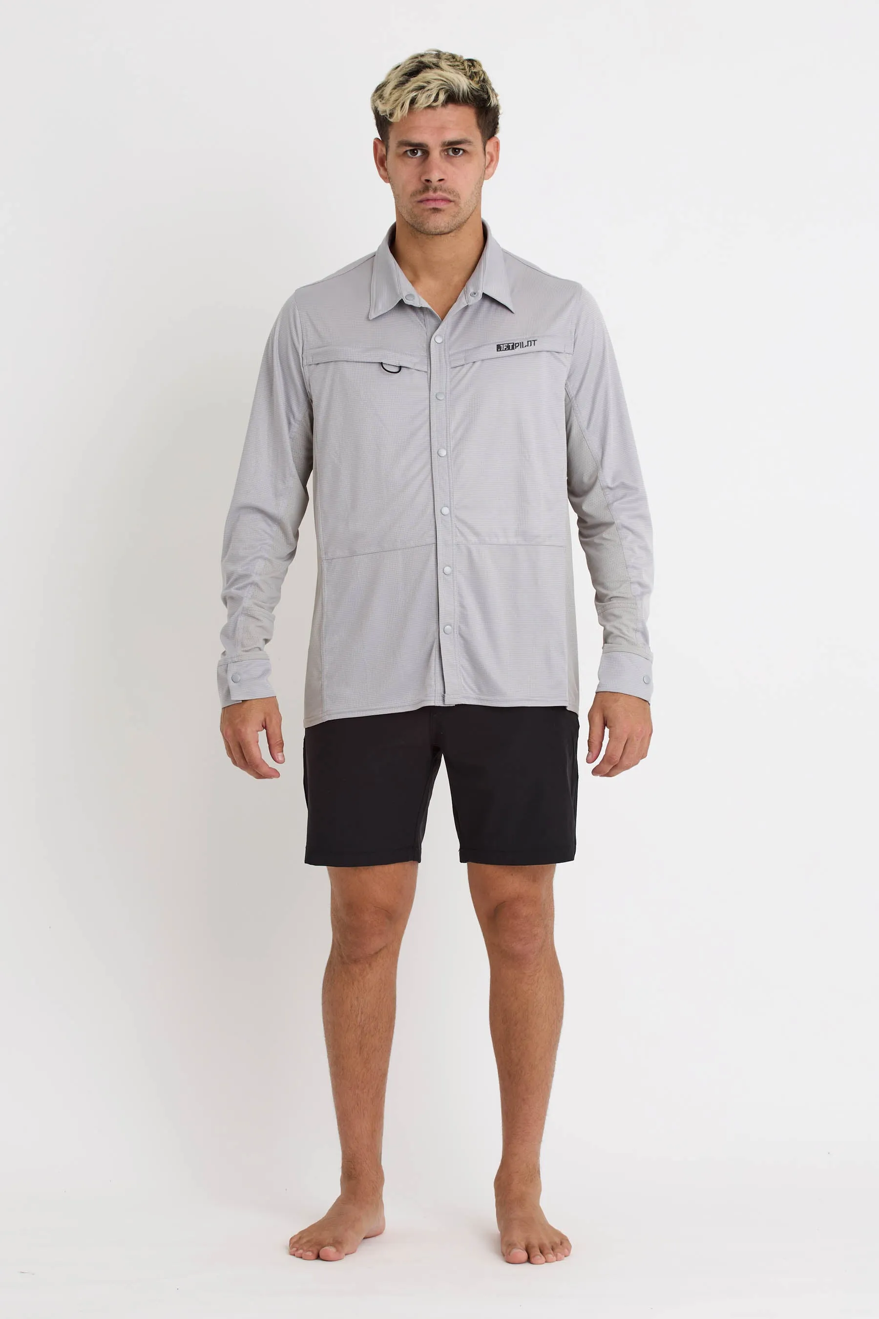 Jetpilot Venture Mens LS Sun Shirt - Grey
