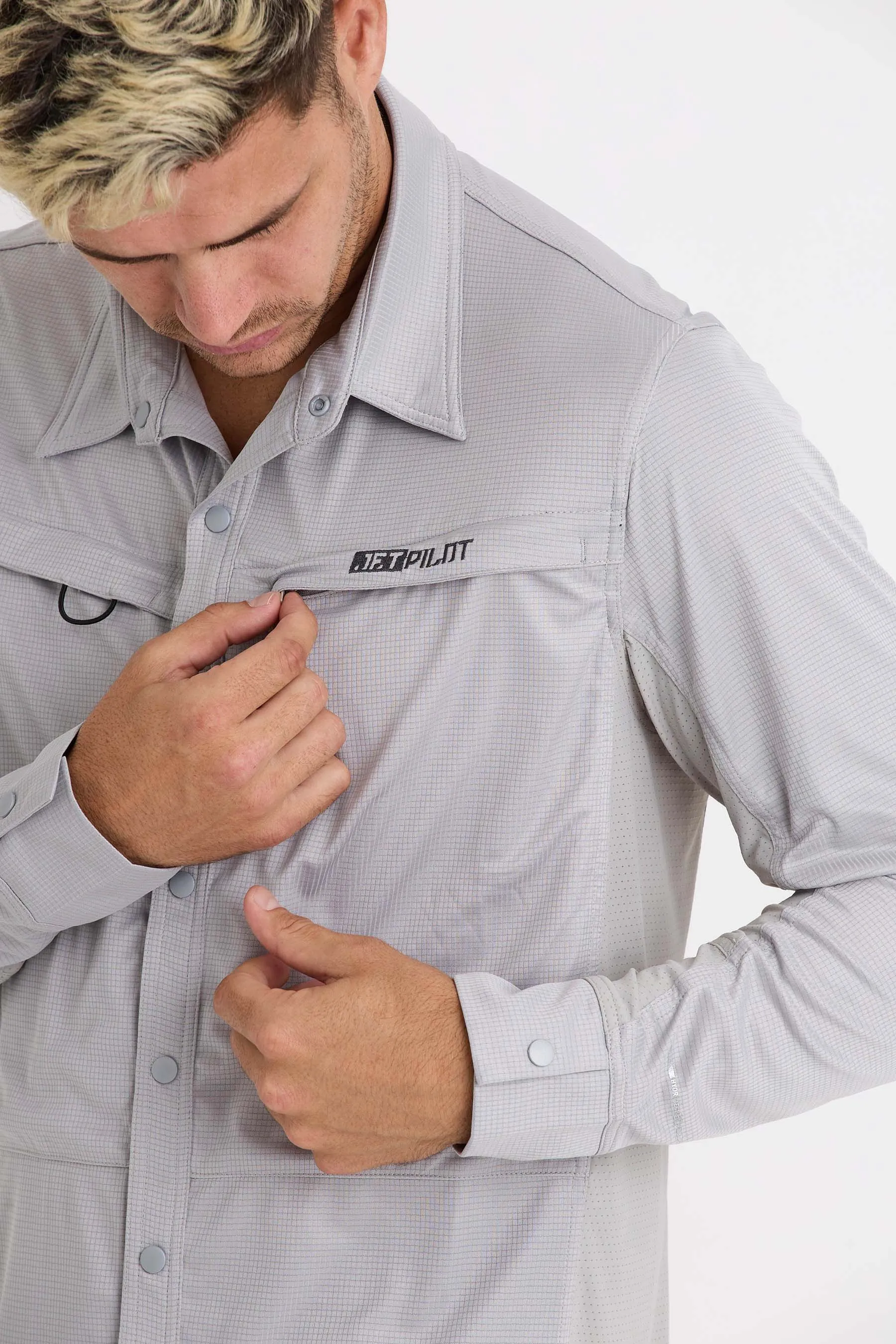 Jetpilot Venture Mens LS Sun Shirt - Grey