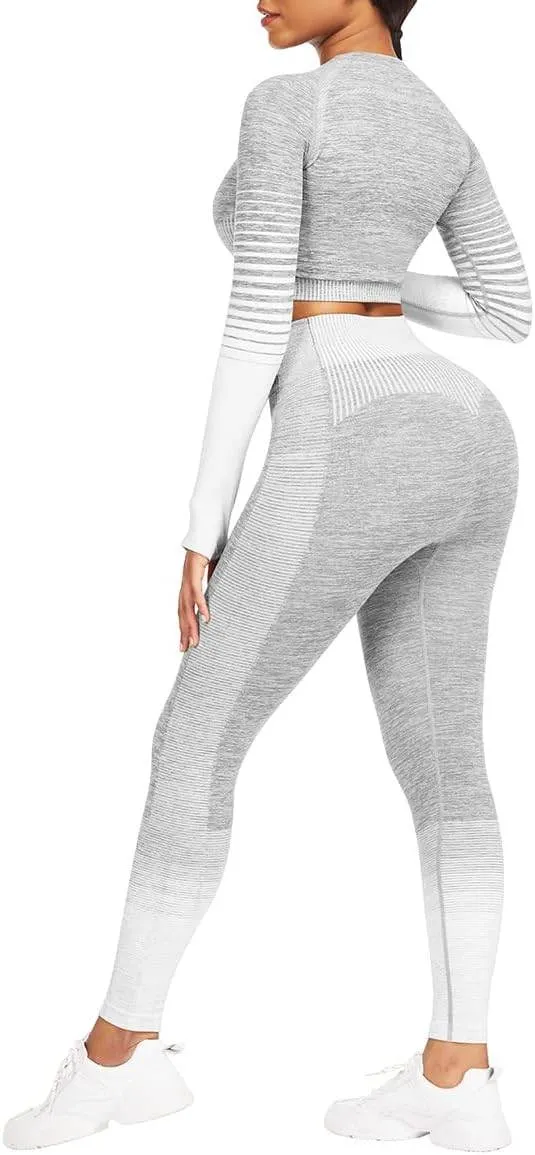 JOYMODE Workout Sets for Women 2 Piece High Waist Seamless Leggings and Crop Top Yoga Outfit