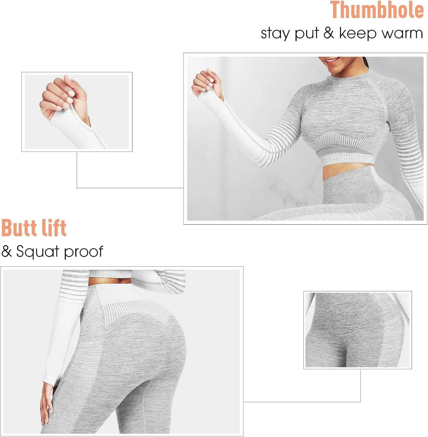 JOYMODE Workout Sets for Women 2 Piece High Waist Seamless Leggings and Crop Top Yoga Outfit