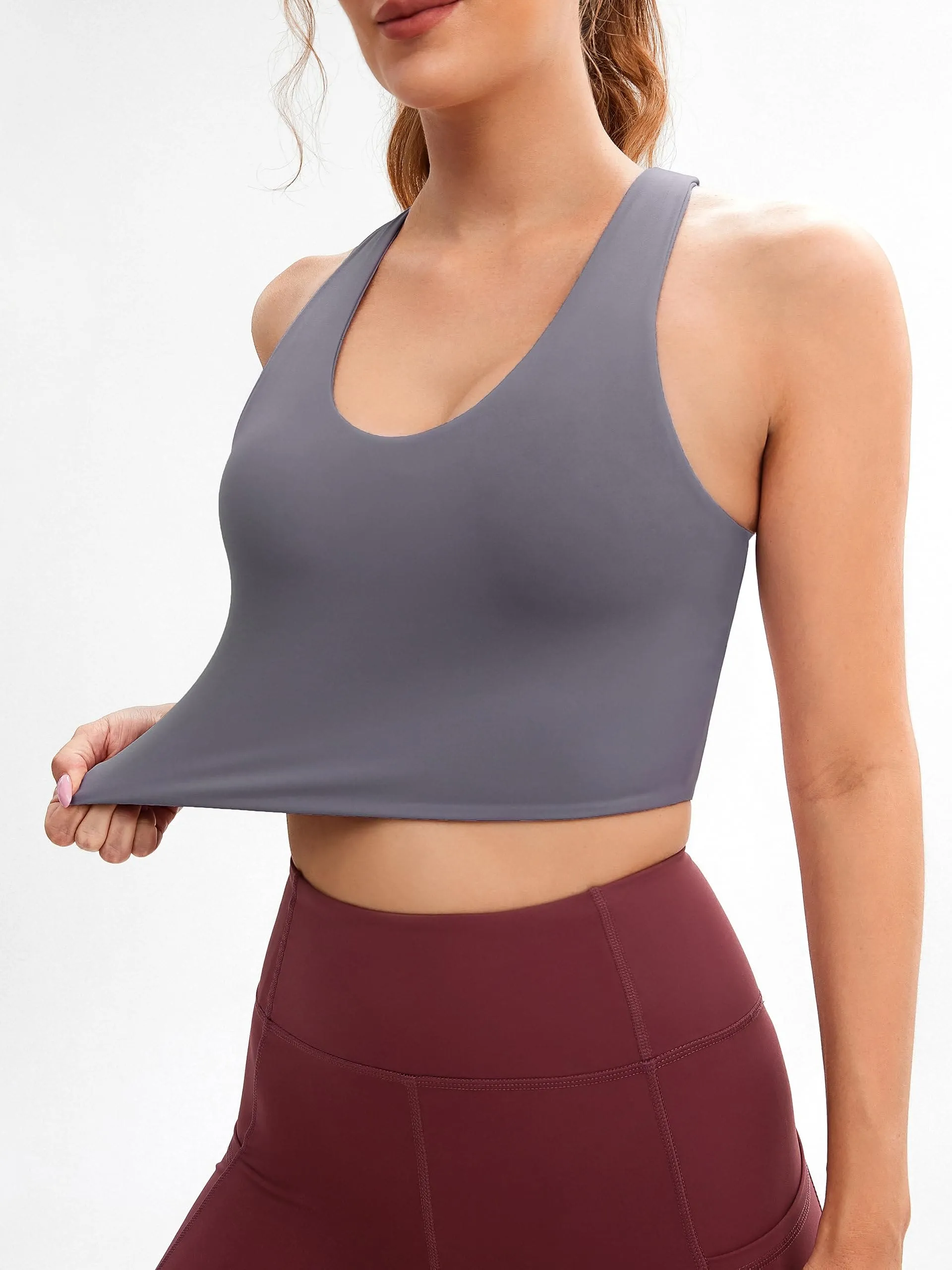 JOYSPELS Sports Bras for Women Extra Comfort Criss-Cross Back Padded Workout Tops for Women Medium Support Grey