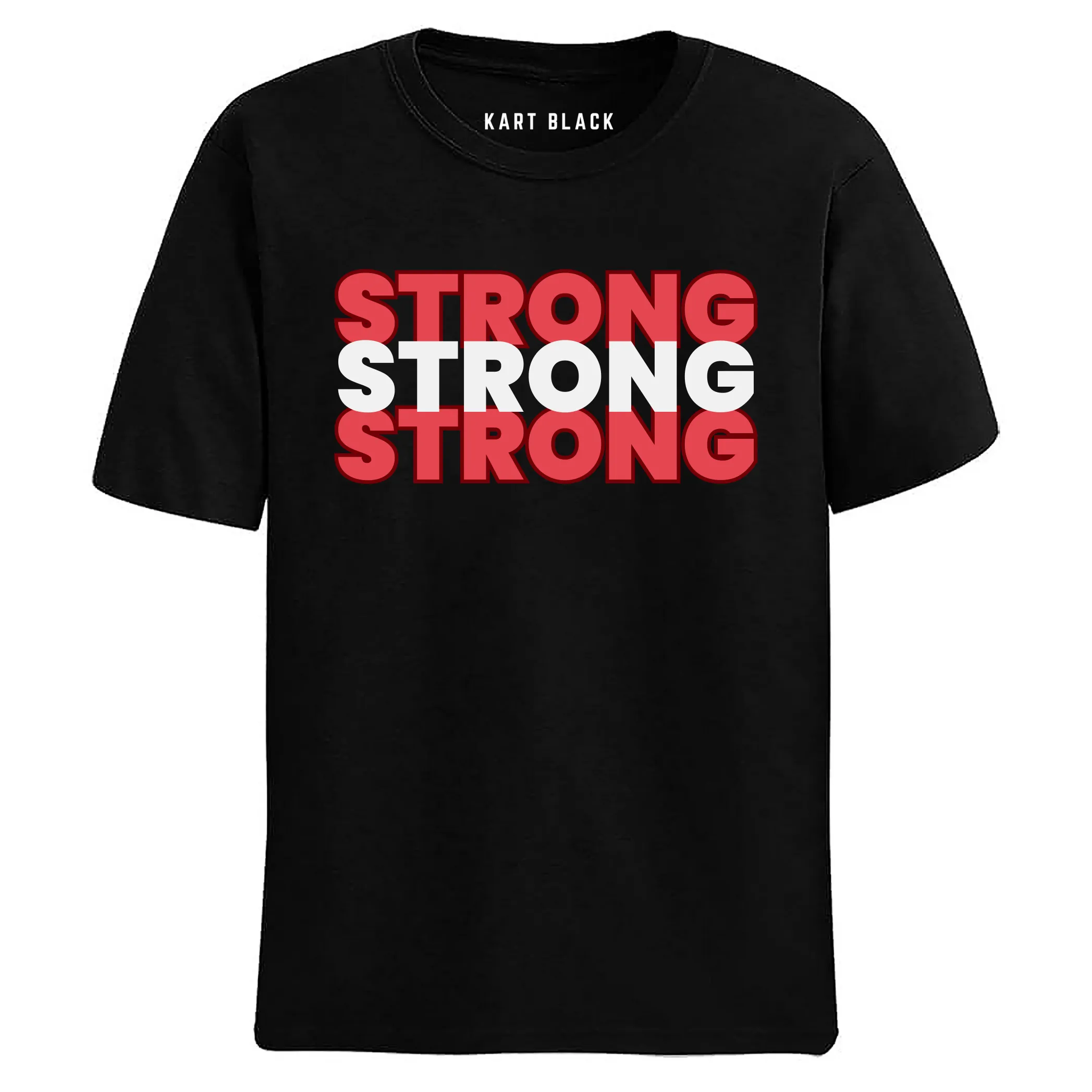 Kart Black Men's Plus Size Regular Fit Cotton Tshirts | MT-PLUS-BLK-3STRONG_3XL