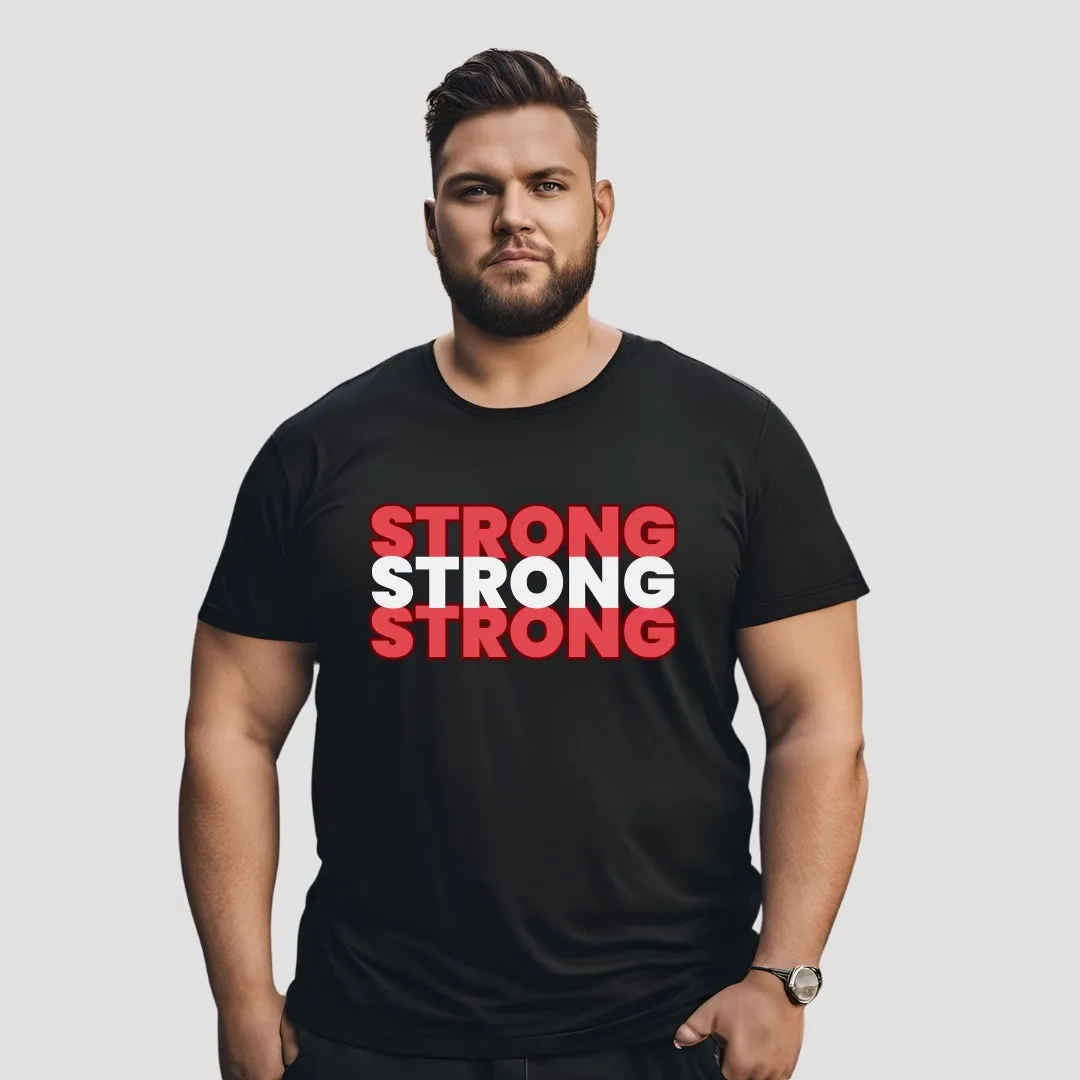 Kart Black Men's Plus Size Regular Fit Cotton Tshirts | MT-PLUS-BLK-3STRONG_3XL