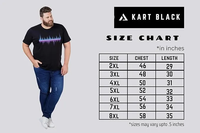 Kart Black Men's Plus Size Regular Fit Cotton Tshirts | MT-PLUS-BLK-DOPE_3XL