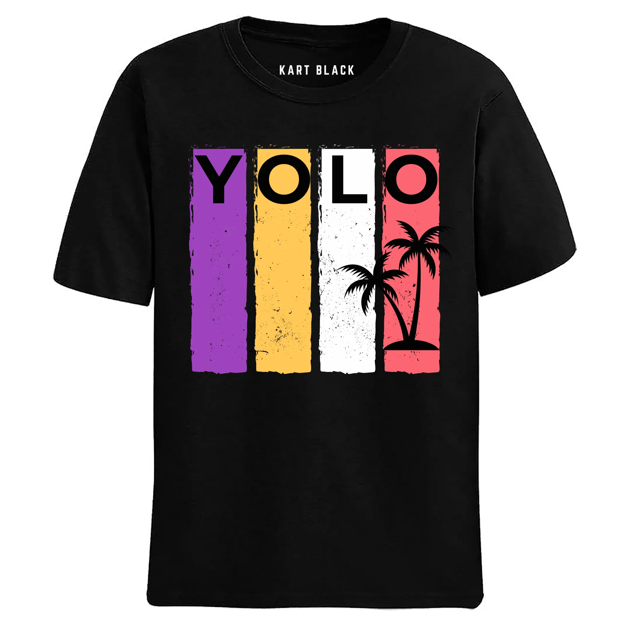 Kart Black Men's Plus Size Regular Fit Cotton Tshirts | MT-PLUS-BLK-YOLO_3XL