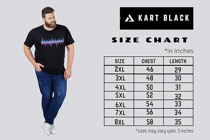 KART BLACK Men's Plus Size Tshirts | Regular Fit Round Neck Cotton Tshirts |MRN_BOXEXPLORE_3XL